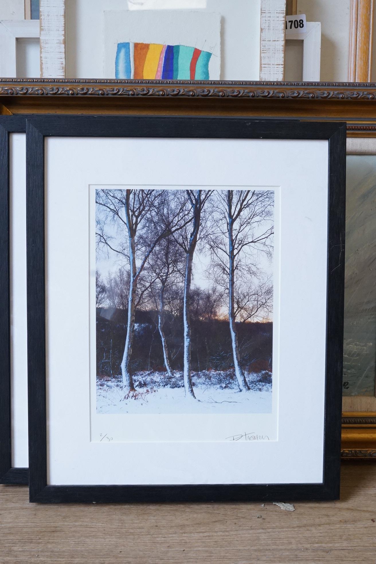 D. Thomas ?, Winter landscapes, set of four photographic prints, each signed in ink, three limited edition 2/30, 28 x 20cm